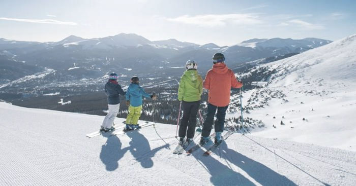 Chairlift above groomed runs at Breckenridge